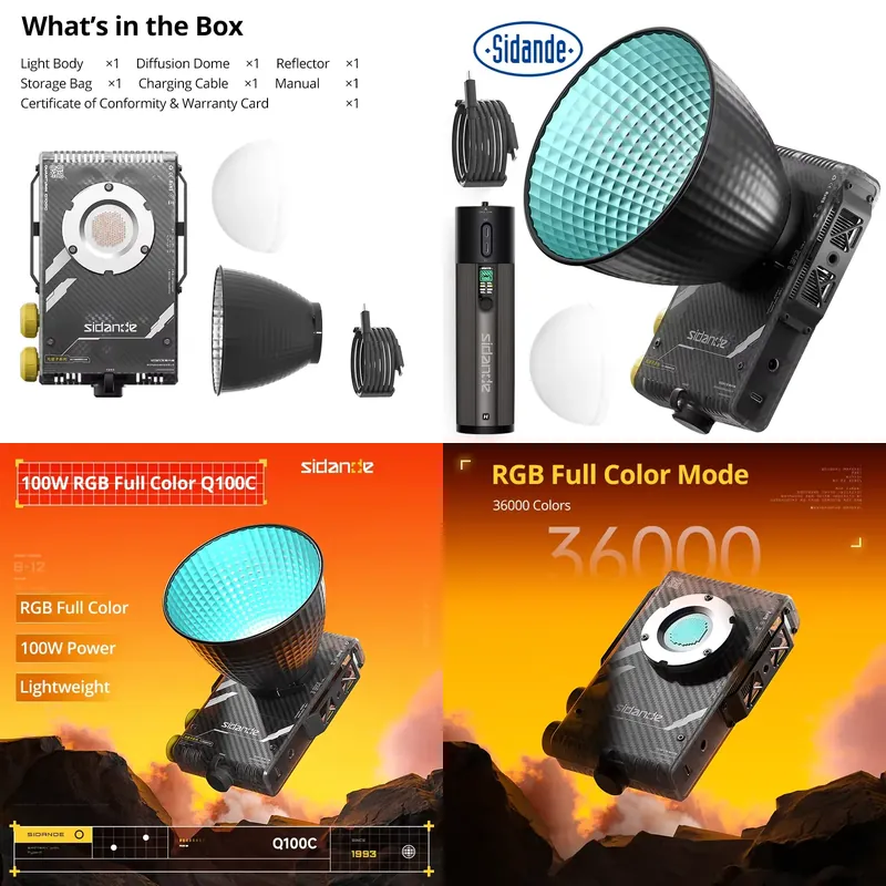 Photography Of Lighting - Sidande Q100C Q100Lite 光学100WハイパワーRGBフルカラーポータブルプロフェッショナル写真撮影用フィルライト