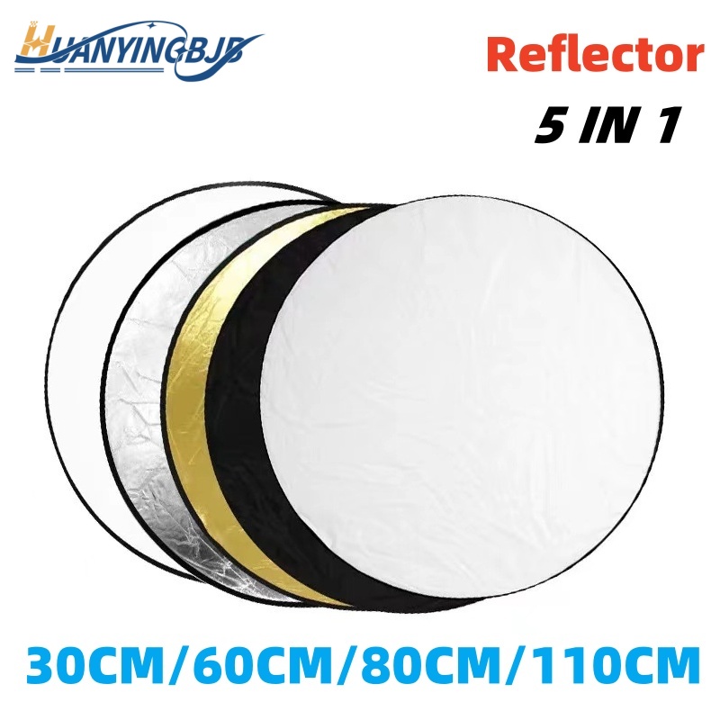 Photography Lighting Diffuser - Huanyingbjb-ポータブル写真リフレクター,丸い折りたたみ式写真スタジオ,光ディフューザー,マルチカラー,屋外,60 cm, 80 cm, 110cm, 5