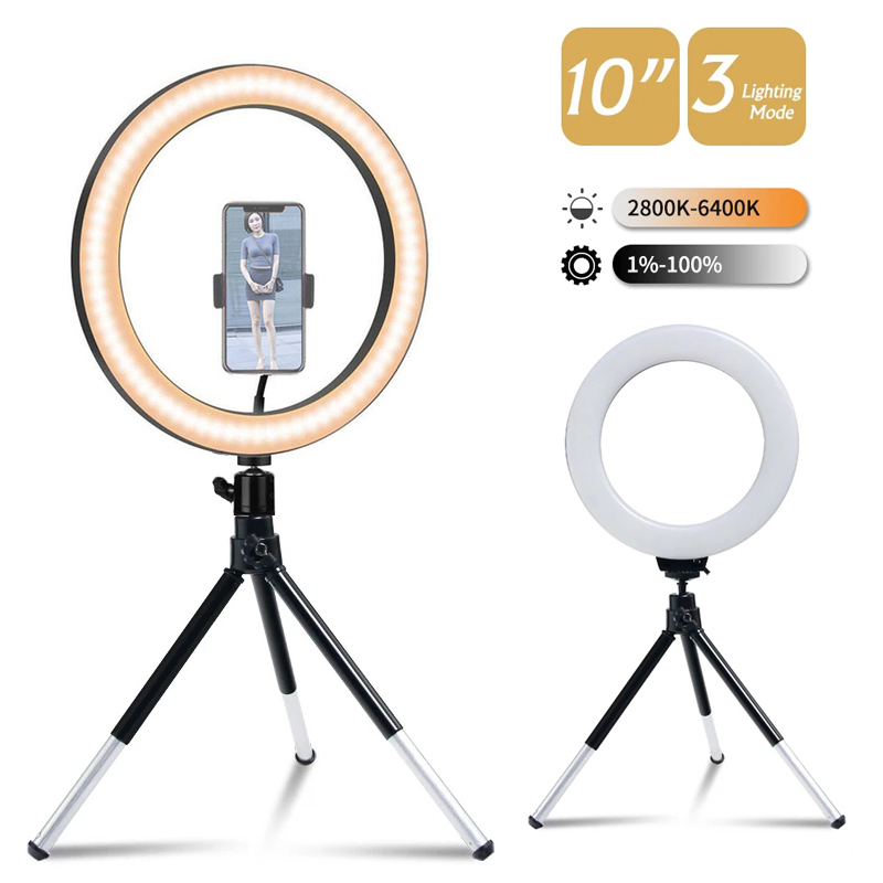 Torjim Rgb Photography Video Lighting - LEDリングライト写真撮影用調整可能な照明電話リングライト、20cm三脚スタンド付きUSBラウンドフィルライト、電話ビデオライブ用