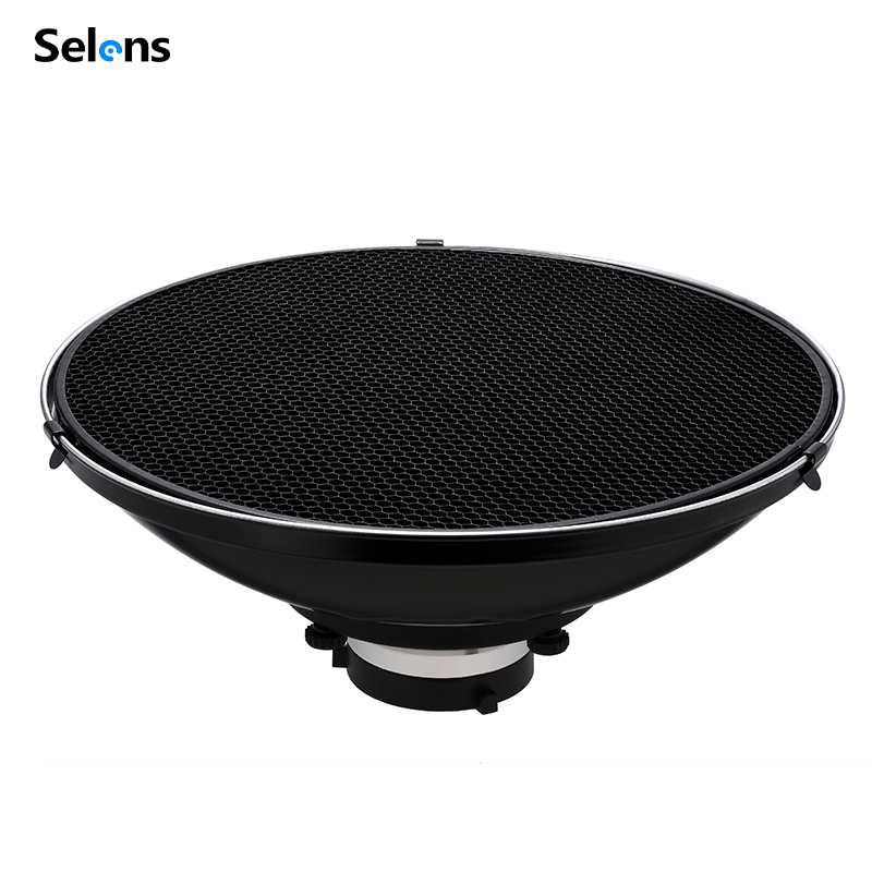 Photography Lighting Beauty Dish - Selens シルバー/ホワイト 70cm ビューティーディッシュ リフレクターセット ハニカムグリッド＆ディフューザークロス付き