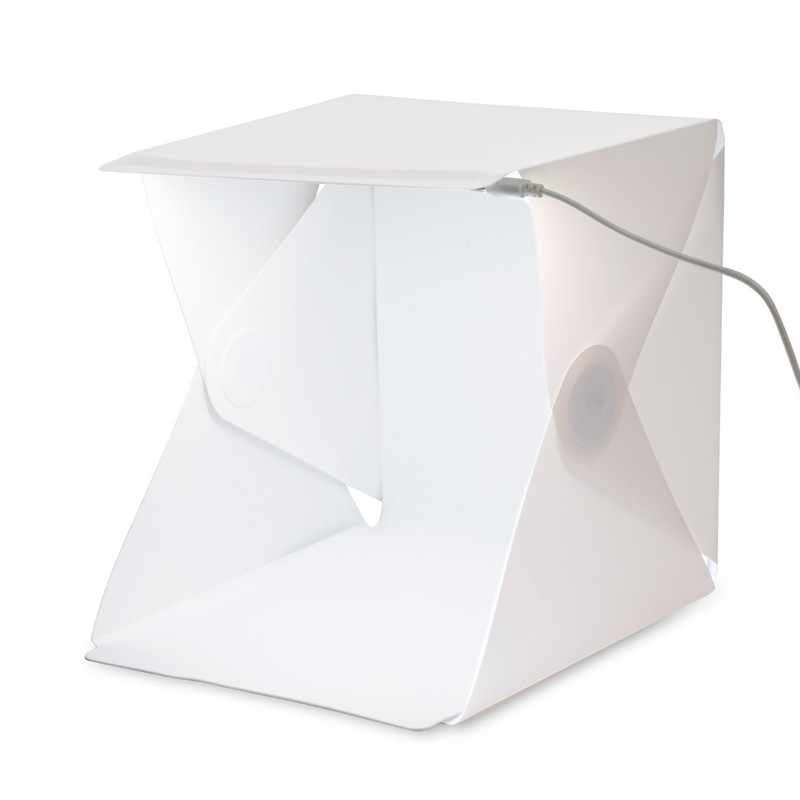 Photography Lighting And Backdrop Kits - ポータブルミニフォトスタジオボックス写真撮影用背景幕内蔵LEDライトフォトボックス折りたたみ式フォトスタジオソフトボックス