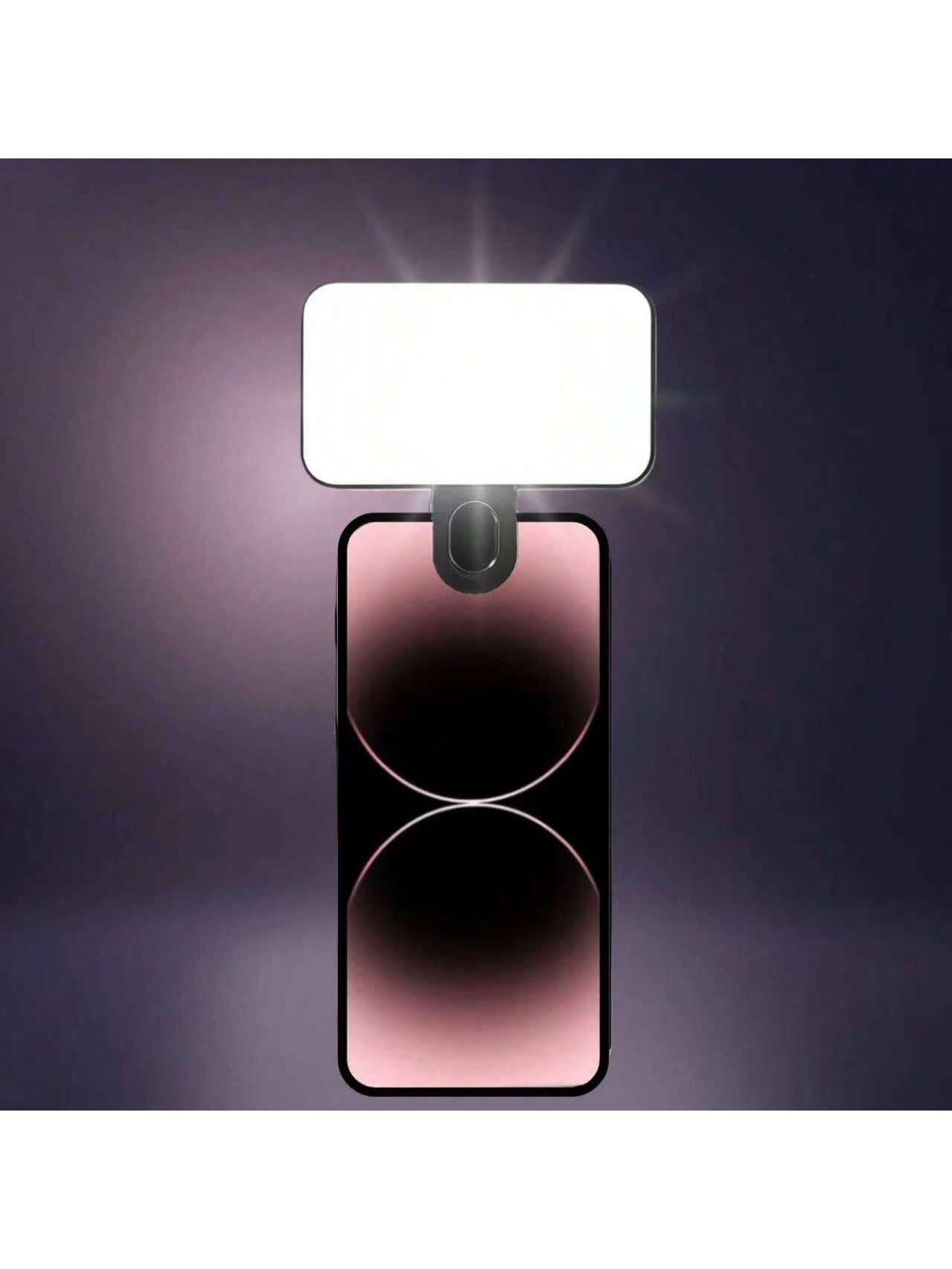 Photography Lighting Effects - ミニクリップ式自撮りリングライト、充電式LEDスマホ用フィルライト、調光可能、Vlog、メイクアップ、ライブ配信、ビデオ通話、旅行、クリスマスプレゼントに最適