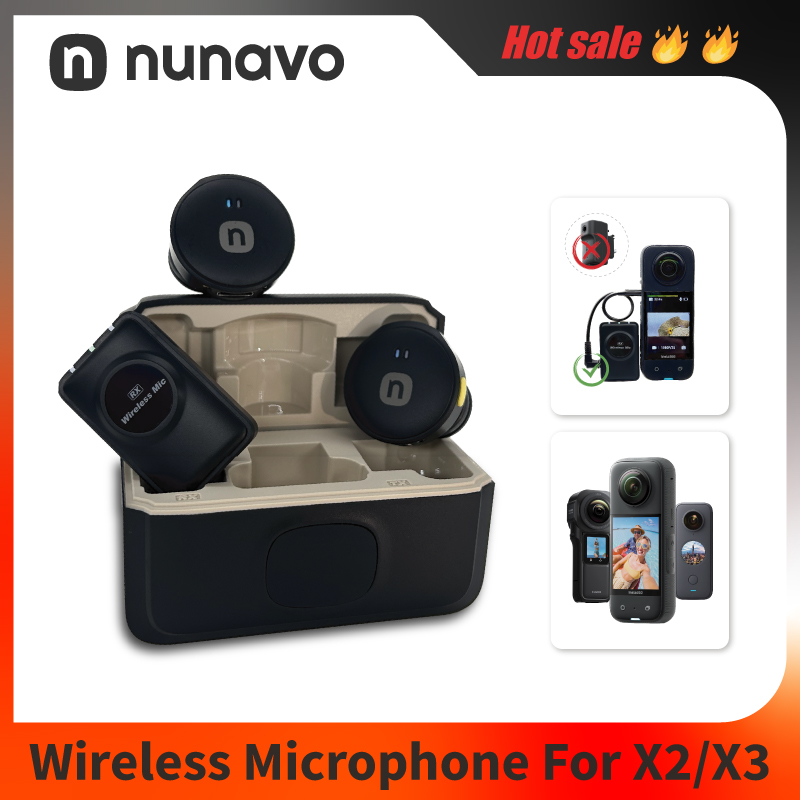 Insta360 Camera X3 - NUNAVO ワイヤレスマイクアダプター,アクションカメラアクセサリー,hi-fiサウンド,ノイズリダクション,オーディオ,x2,insta360 x3用