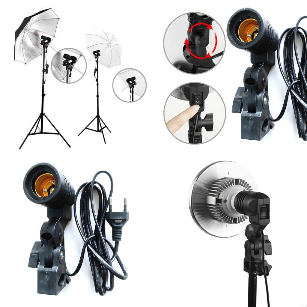 Photography Lighting Mount - E27 ライトスタンド傘リフレクターサポート装備フォトスタジオ用ロングケーブル