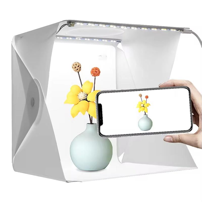 Photography Lighting And Backdrop Kits - LEDライトフォトボックス折りたたみポータブル写真撮影ミニフォトスタジオ撮影テントボックス6色背景付きデジタル一眼レフカメラキット用