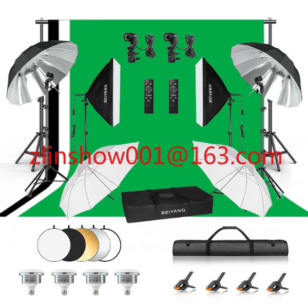 Photography Lighting And Backdrop Kits - 写真スタジオ機材 2.6*3m/2*3m 背景スタンド 撮影用背景セット ソフトボックス アンブレラ