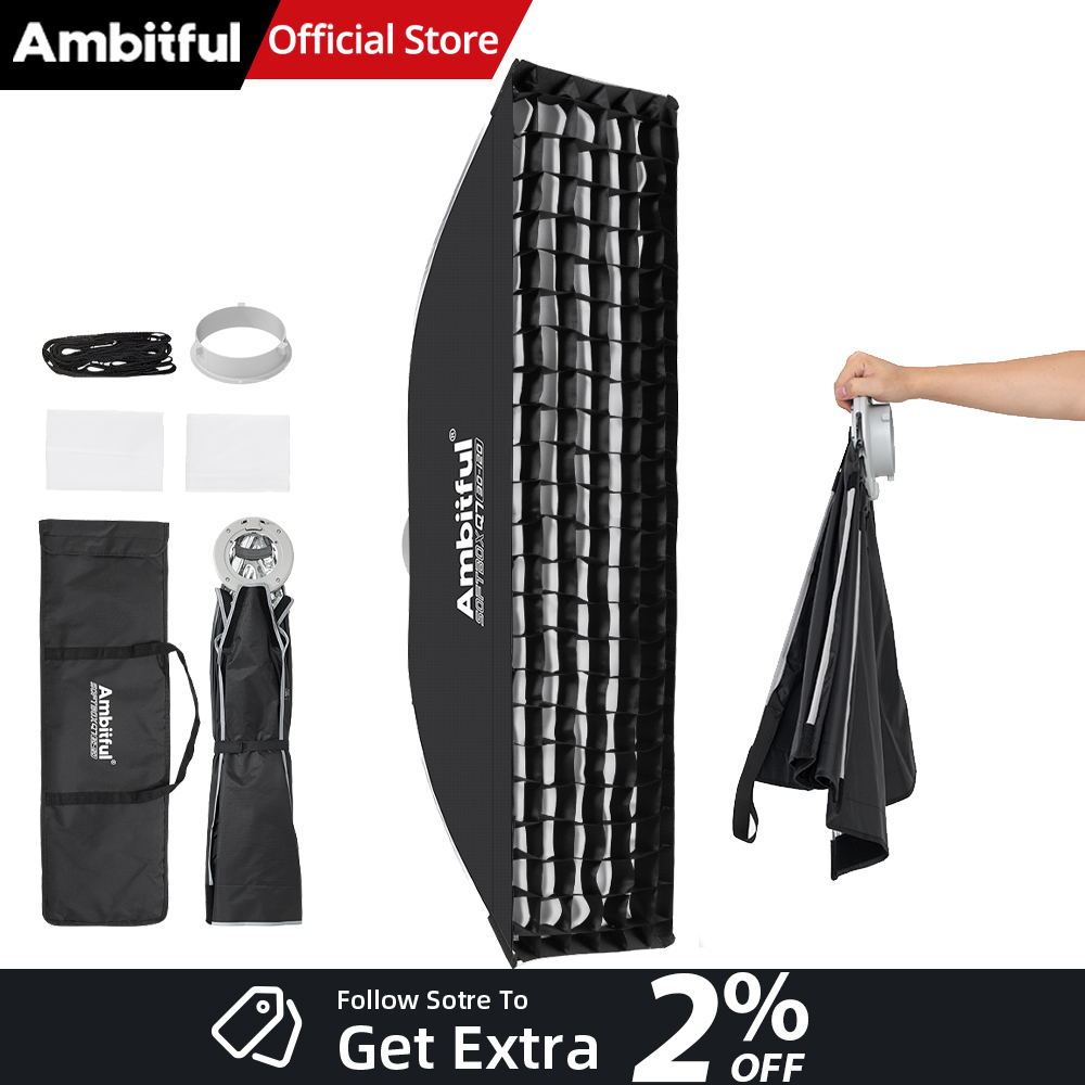 Photography Lighting Mount - AMBITFUL Q7-II 30*120cm ボーエンズマウント ストリップソフトボックス グリッドサイドウィング
