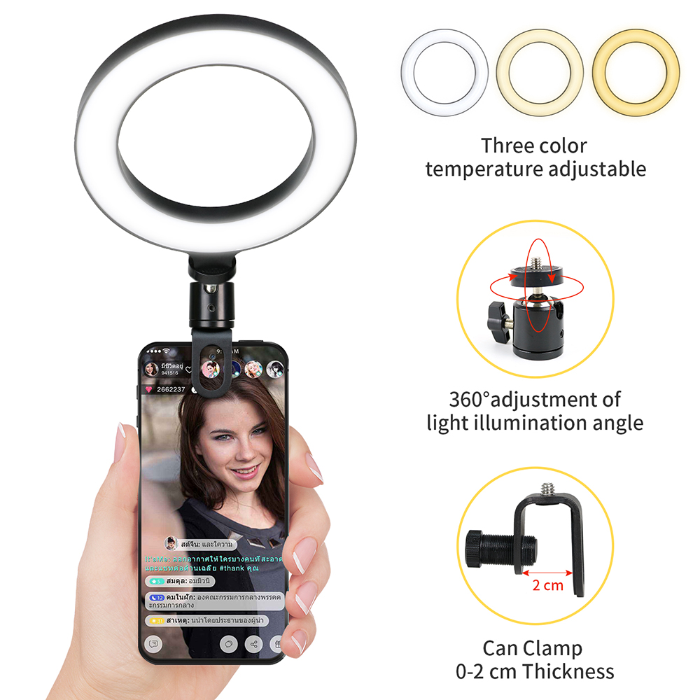 Stand Lighting Photography - 16cm LEDビデオライト スタンド付き セルフィーリングランプ スマホ iPad