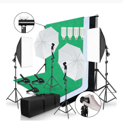 Photography Lighting And Backdrop Kits - ゴールドセラー フルセット撮影キット 写真スタジオ ソフトボックスライト 5070 背景スタンド