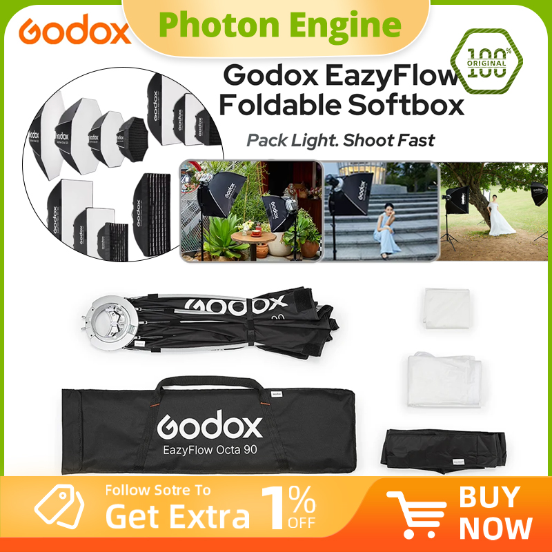 Photography Lighting Mount - Godox EazyFlowシリーズ折りたたみ式ソフトボックス ボーエンズマウント ポータブルクイックセットアップ照明ディフューザー 写真スタジオフラッシュLEDライト用