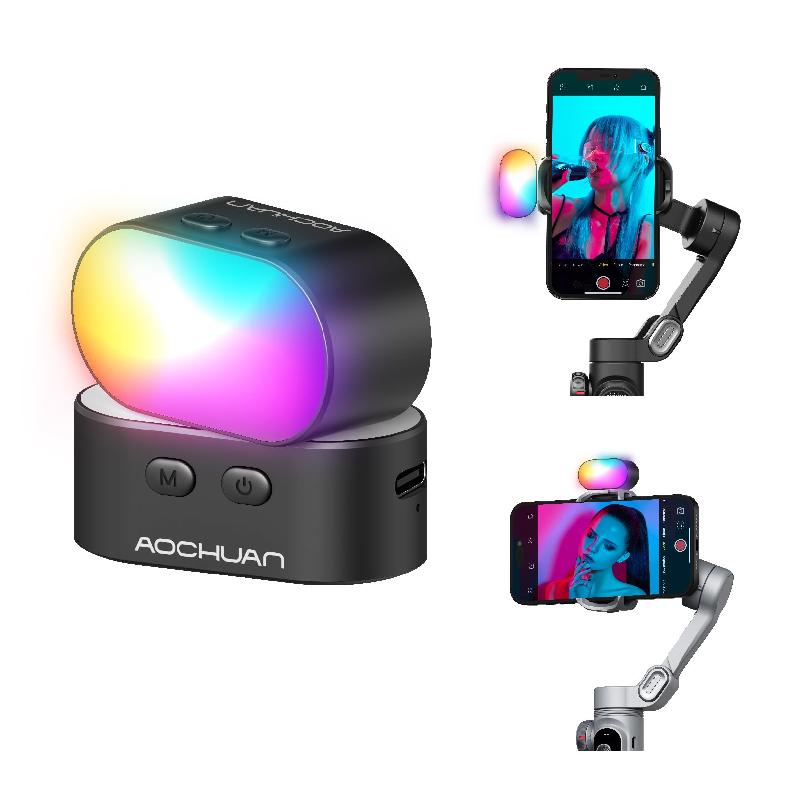 Torjim Rgb Photography Video Lighting - AOCHUAN RGB 磁気フィルライト ジンバル LED ビデオ撮影ライト