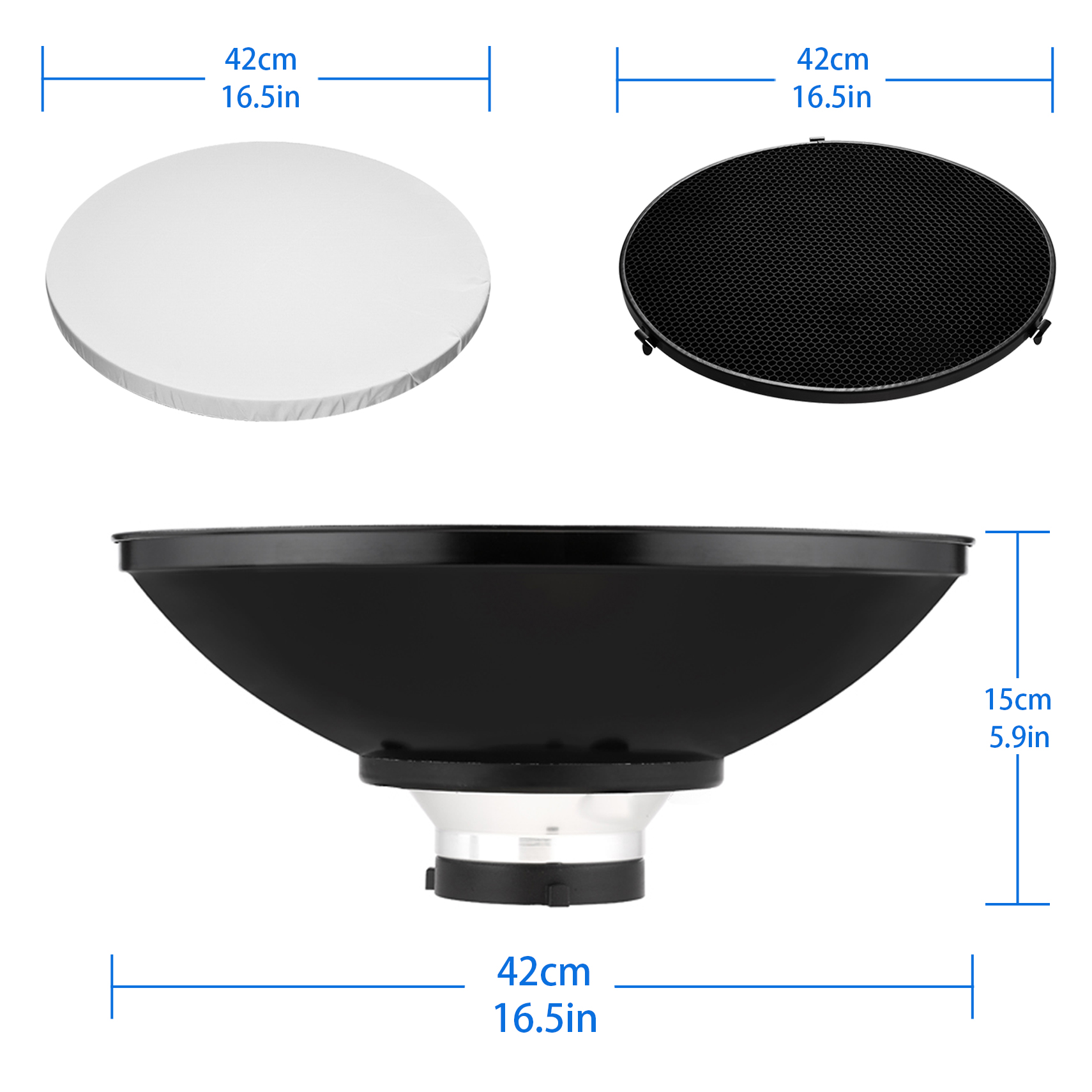 16.5インチの反射板セット,理髪店の境界線のための24cm - Photography Lighting Beauty Dish のレビューと価格