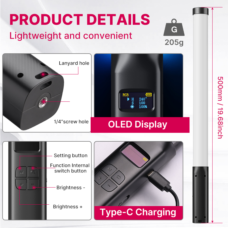 Ulanzi VL119 ハンドヘルド RGB カラフルなス - Torjim Rgb Photography Video Lighting のレビューと価格