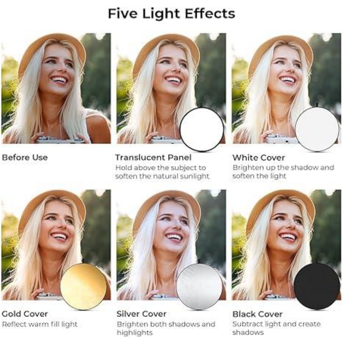 Huanyingbjb-ポータブル写真リフレクター,丸い折り - Photography Lighting Diffuser のレビューと価格