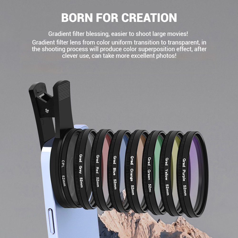52mm クリップオンスマートフォンカメラフィルターキット  - Lighting In Photography For Beginners のレビューと価格