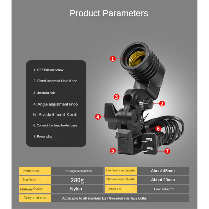 ライトランプフォトスタジオ E27 AC ソケット写真撮影  - Photography Lighting Mount のレビューと価格