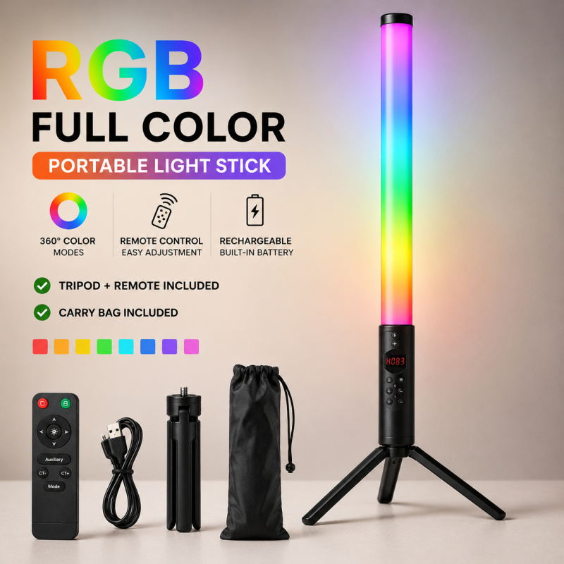 RGBハンドヘルドビデオライトワンド、写真撮影、Vlog、ラ - Torjim Rgb Photography Video Lighting のレビューと価格