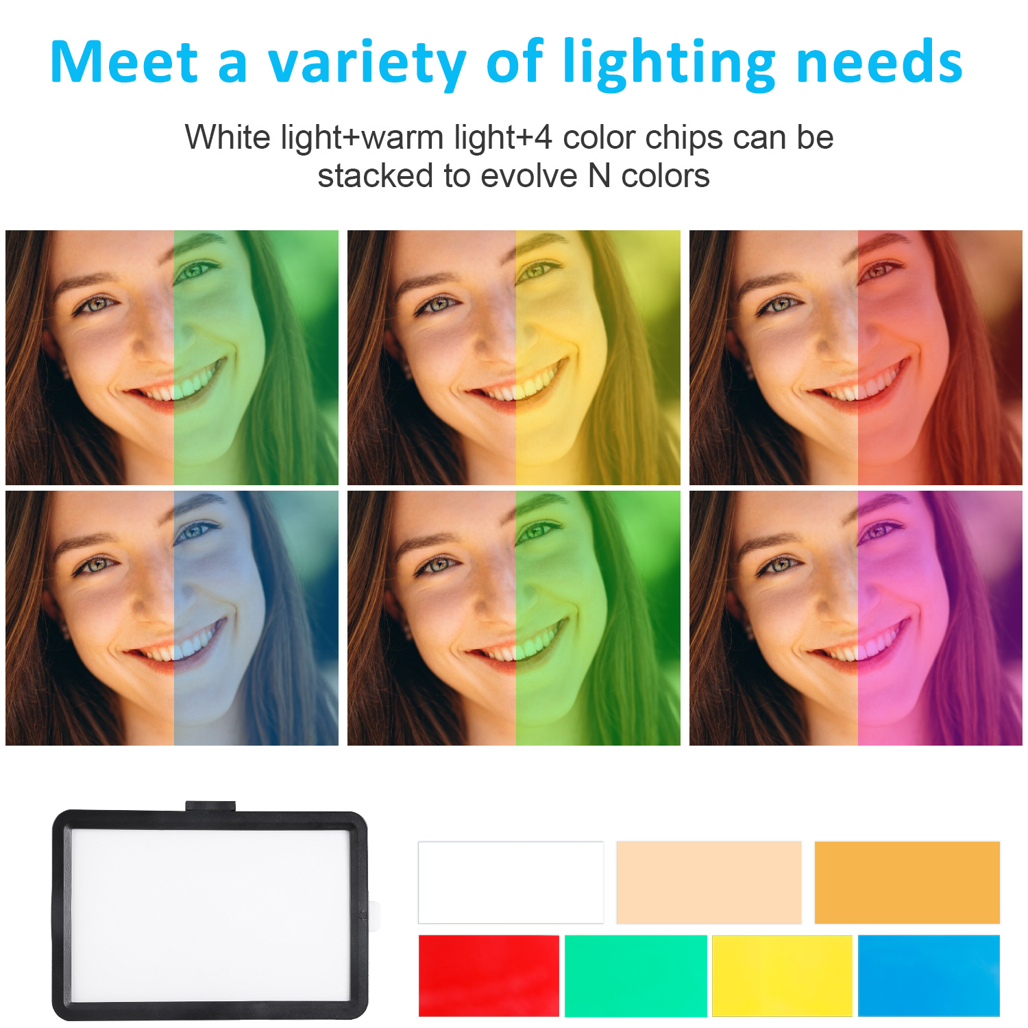8インチ角型LEDフィルライト、43インチ調整可能なスタンド - Stand Lighting Photography のレビューと価格