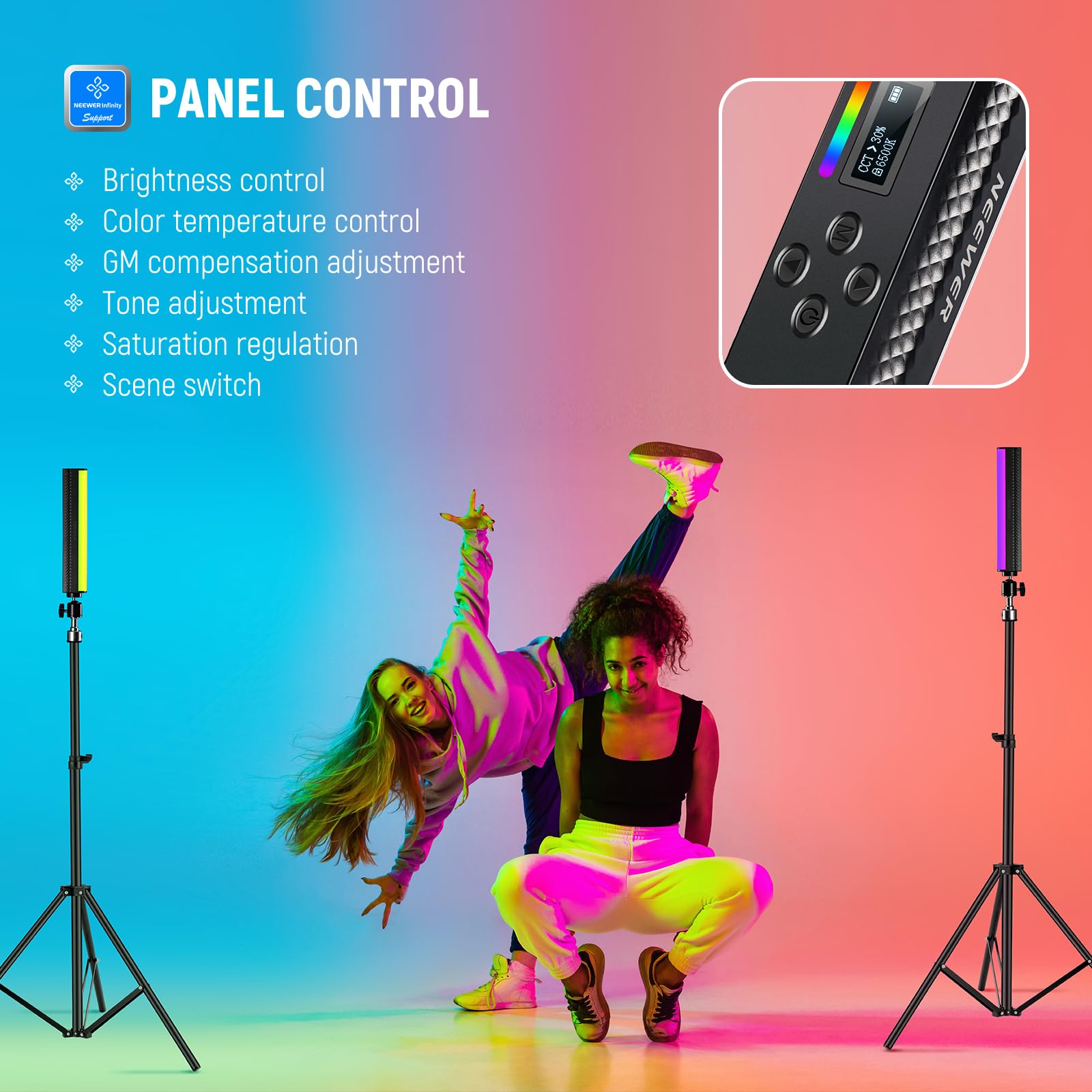 NEEWER RGBライトワンド、アプリ制御、マグネット式ハ - Torjim Rgb Photography Video Lighting のレビューと価格