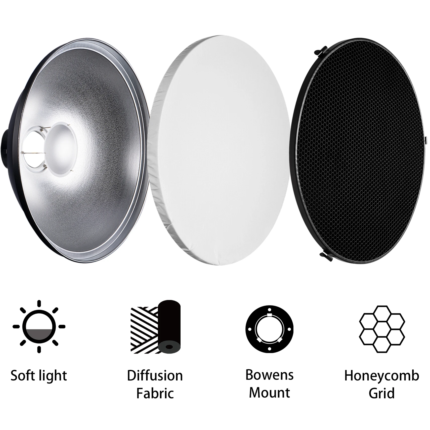 Selens 55cm シルバー/ホワイト インテリアリフレ - Photography Lighting Beauty Dish のレビューと価格