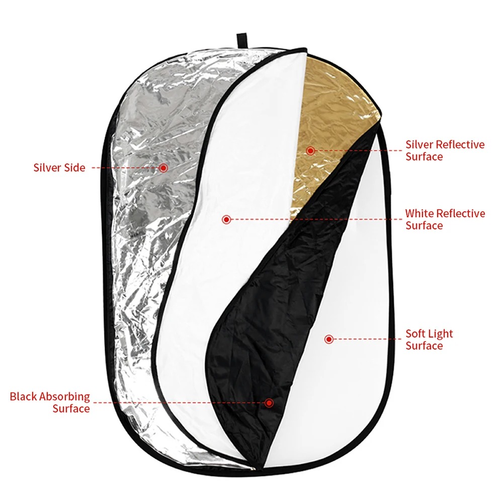 ポータブル 5 in 1 折りたたみ式写真撮影用リフレクター - Photography Lighting Diffuser のレビューと価格