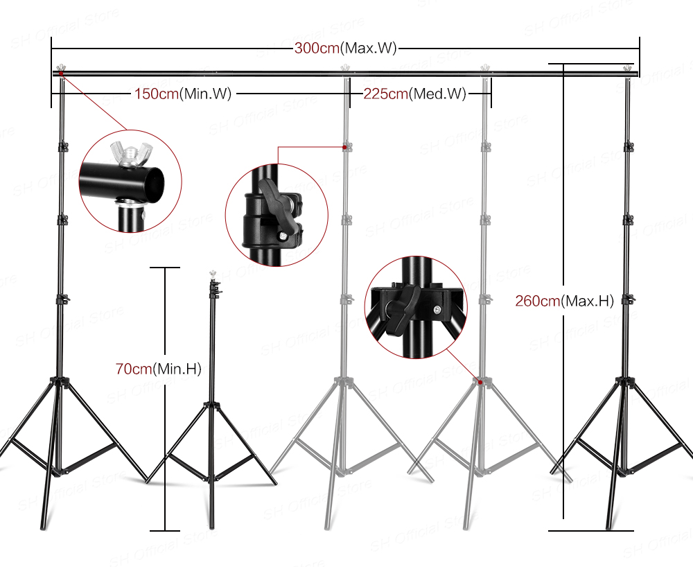 写真撮影用ソフトボックス照明キット、2.6x3m背景フレーム - Photography Lighting And Backdrop Kits のレビューと価格