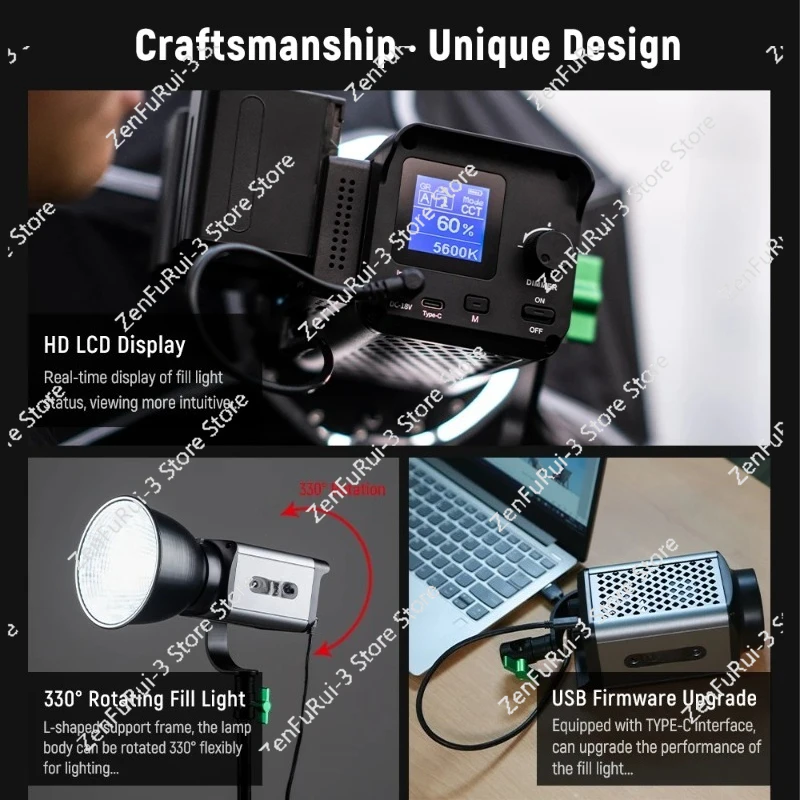 Ninja 300 80W LED連続ビデオライトマウントリ - Photography Lighting Mount のレビューと価格