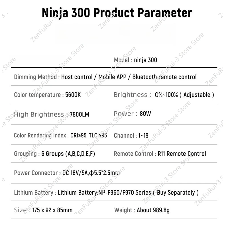 Ninja 300 80W LED連続ビデオライトマウントリ - Photography Lighting Mount のレビューと価格